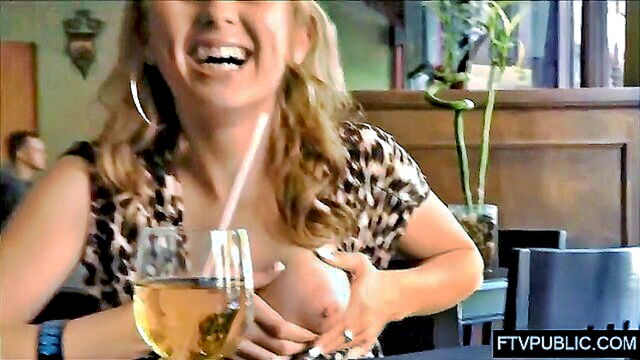 public, masturbation, amateur - public masturbation with voyeuristic pleasure in crowded cafe setting