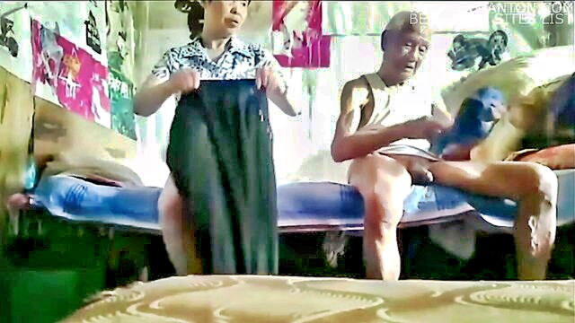 mature, chinese, asian - elderly gentleman indulges in double penetratio