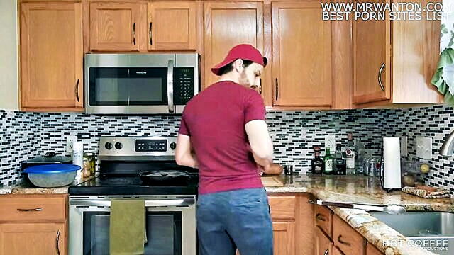 blowjob, amateur, milf - latina wife enjoys doggy style while husband prepares food