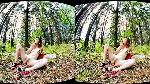 yanks tattooed brunette engages in solo outdoor masturbation in 180° vr : Yanks VR