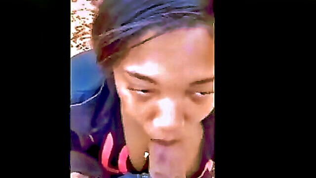 outdoor, facial, cumshot - outdoor handjob and anal with ebony bbw