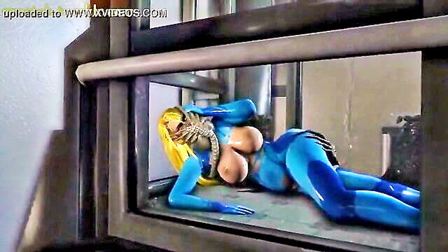 hentai, animation, alien - samus aran gets dominated by a xenomorph penis