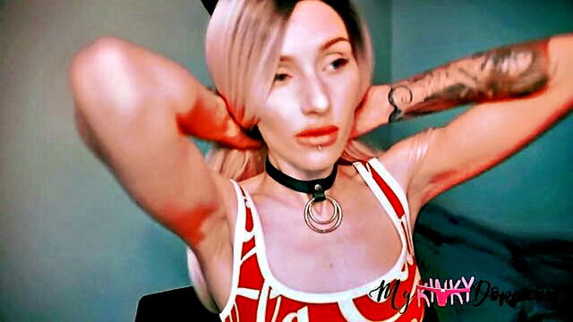 kinky solo session with a british tattooed teen caught on camera : Kink