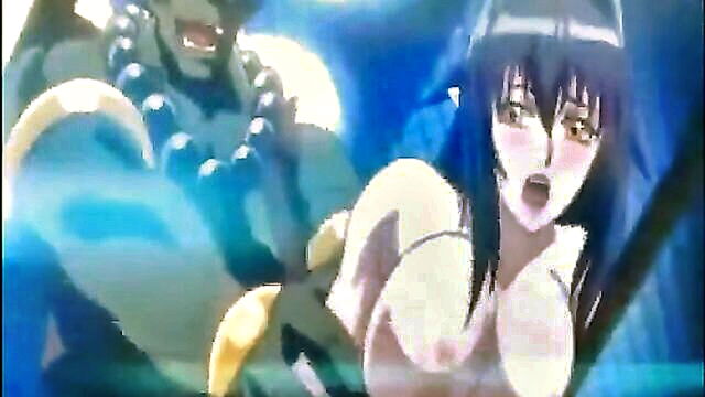 cartoon, hentai, big dick - a well endowed boy engaging in intense lesbian activity with a busty anime character