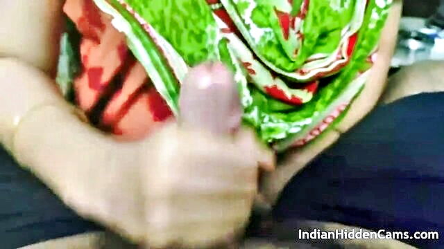 handjob, massage, indian - desi wife in saree pleasures her husband with sensual handjob
