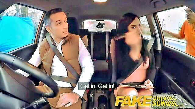 Jasmine Jae - pov threesome creampie with a pretend driving instructor and sweater_thick Fake Driving School