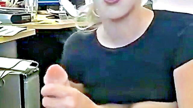 cumshot, blowjob, blonde - this blonde babes obsession with cum and her love for sucking it