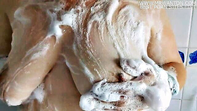 amateur, british, bbw - british curvy wife cleans her breasts with soap for a sensual experience british unprofessional curvy big breasts intense euro milf veteran softcore breastplay curvy wife british breasts