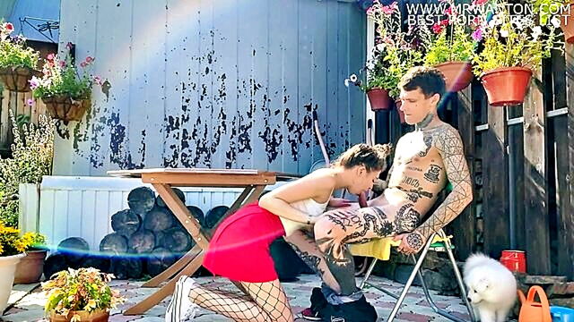 Vallery_Ray - amateur couple invites a professional brunette with fishnet stockings to their cottage for intense sex in hd