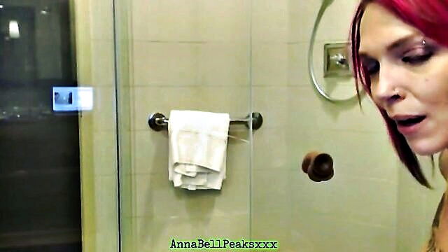 tattoo, milf, shower - sexy inked mom with a big derriere gets filmed in the shower