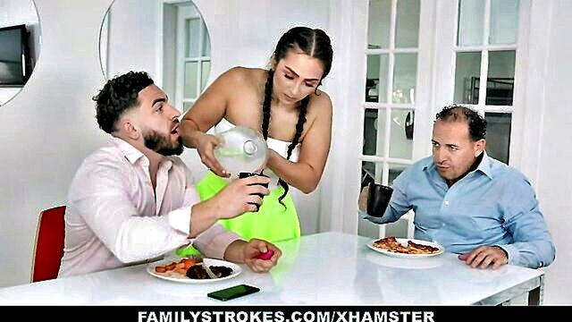 Lilly Hall, April Fools - stepsis and stepbrother spice things up with vibrator prank Family Strokes