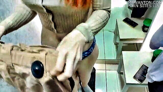 babe, russian, big tits - redhead babe caught naked in fitting room
