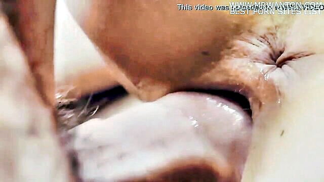 closeup, cumshot, doggystyle - intense doggystyle encounter with closeup licking and creampie