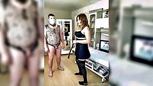blonde, bdsm, fetish - two stunning women invite a sex slave for an exciting bdsm encounter with lingerie stockings and more