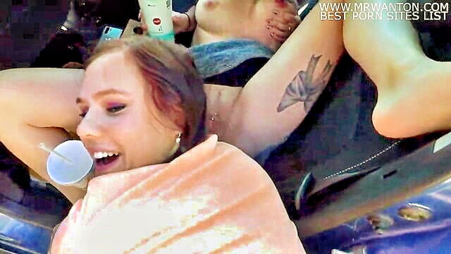 18 year old, cumshot, tattoo - young couple engages in public bdsm and anal play