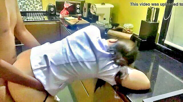 horny nurse pleasures her girlfriend in the kitchen : Thai Av