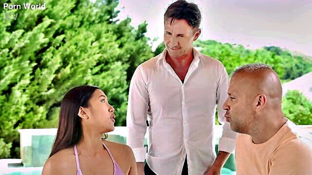 Thomas Stone, May Thai - may thai an asian babe with natural tits and straight hair pleasures in dp action by the pool on a sunny day Porn World