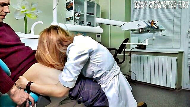 fantasy, nurse, milf - female medical professional experiences intense arousal during treatment of a patient through rough handjob and deepthroat blowjob
