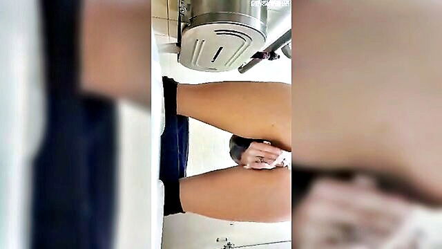 pissing, american, mom - witness a walmart restroom pee act and voyeuristic mirror tit shake