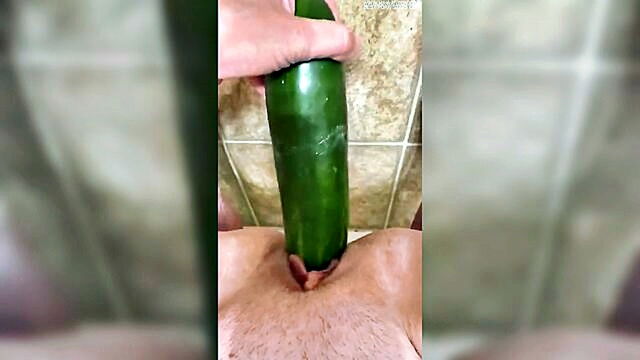 milf, girl masturbating, gaping - wife playing with toys and masturbating with a cucumber in pov