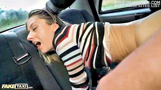 Rebecca Volpetti - pov of black pantied brunette receiving deepthroat and rough sex in taxi Fake Taxi