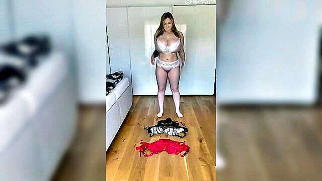 big butt, big natural tits, big nipples - softcore striptease with a busty amateur in lingerie and dating attire