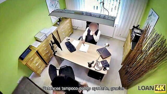a russian babe rides a loan officers cock in his office in this hd video : Loan 4K