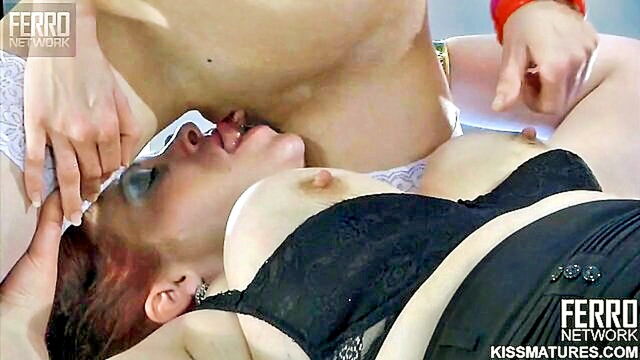 russian, ass licking, bbw - older russian man caught his wife with mature lesbian