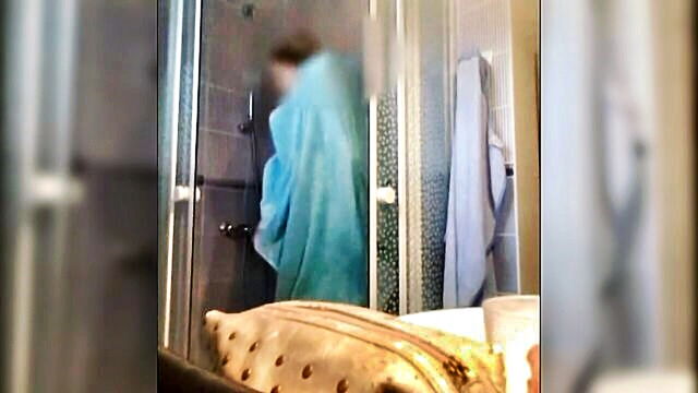 voyeur, shower, homemade - privacy invaded amateur showering video recorded from hidden camera in bathroom