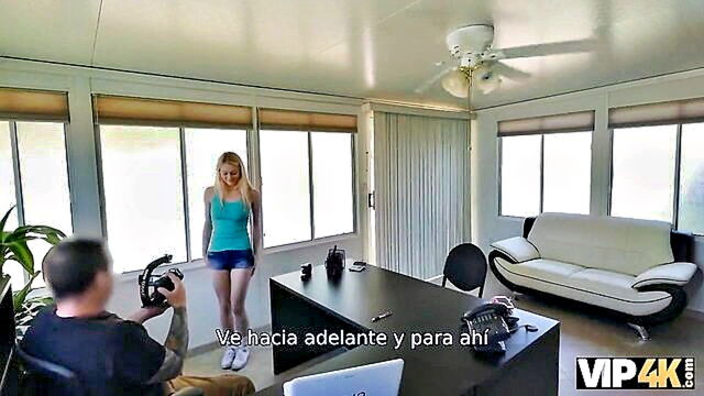 a caucasian teen with natural tits seeks help on rent through casting and blowjob in vip 4k video : VIP 4K
