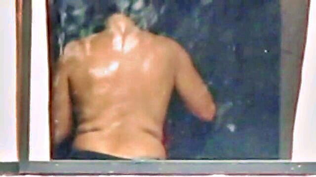 shower, tits, voyeur - neighborhood surveillance showering neighbor caught on camera
