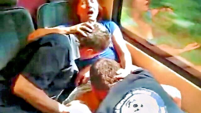 german, european, amateur - old and young german threesome on a train ride