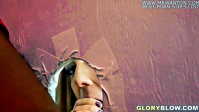 Febby Twigs - febby twigs a voluptuous beauty pleasures herself with a huge ebony shaft through a glory hole Gloryhole