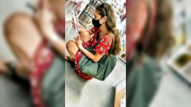 mature, brunette, almost caught cheating - seductive mature woman in thong and skirt nearly caught cheating revealed
