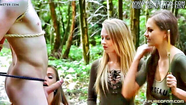 Carmel Anderson, Honour May, Tina Kay - three babes pleasure tied man with deepthroat and dirty talk Babes