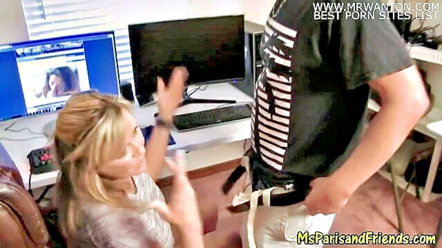 blowjob, milf, hardcore - intense office sex during isolation with a busty blonde