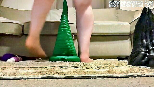 british, doggy style, anal - bbw gets her ass stretched by huge dildo and vibrator in doggy style