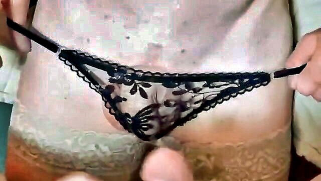 bisexual, big dick, cumshot - rough sex and cumshot on pantyhose bulge