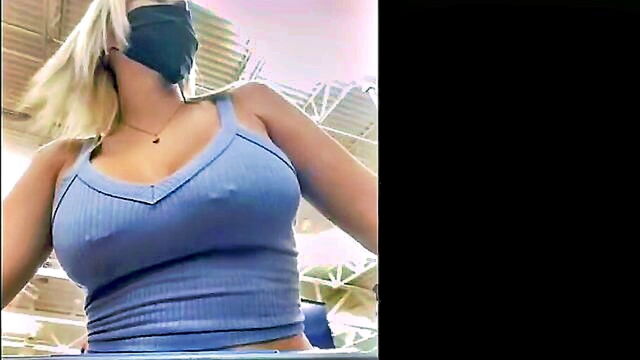 big tits, hidden camera, flashing - wifes public flashing incident caught on hidden camera
