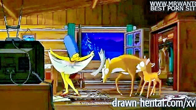 fucking, big-tits, hentai - the simpsons get steamy in their romantic cabin encounter