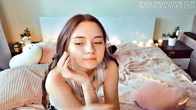european teen with petite frame indulges in solo play with toys and webcam : webcam