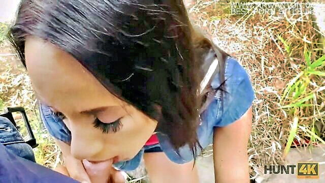 exotic beauty with big boobs enjoys outdoor sex for cash in hd video : Hunt 4K