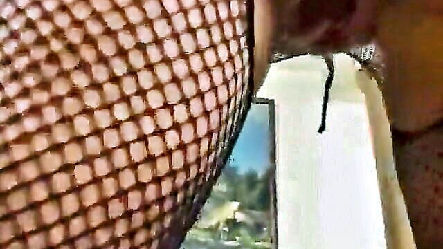 Anna Nova - fishnet babe gives a blowjob and swallows cum