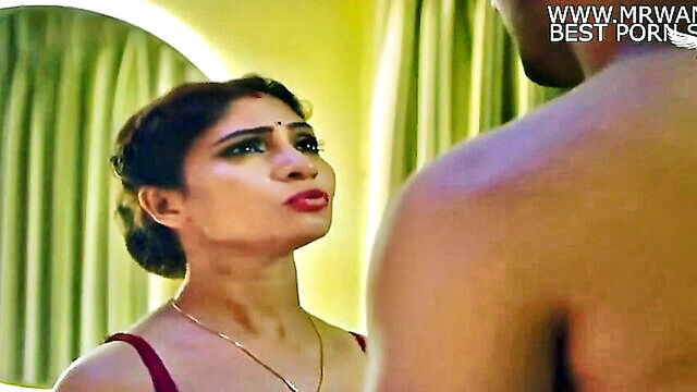 beautiful indian girl in sensual encounter with husband and mirror : Girl Girl