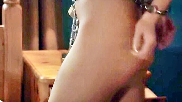 fetish, bdsm, brunette - newly released long self bondage video with handcuffs   bdsm xxx content on bdsmxtube