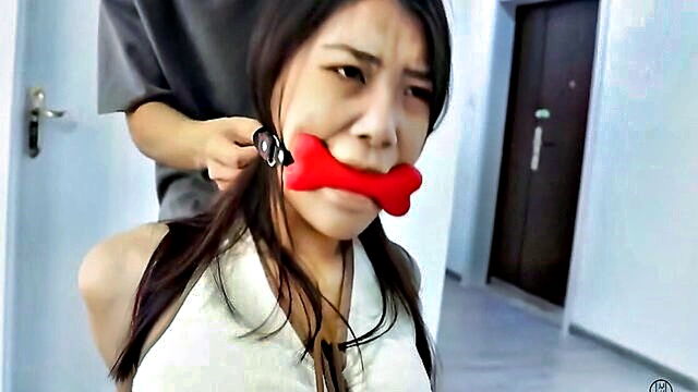 amateur chinese bdsm video featuring pov hogtie and gag : AV Jiali
