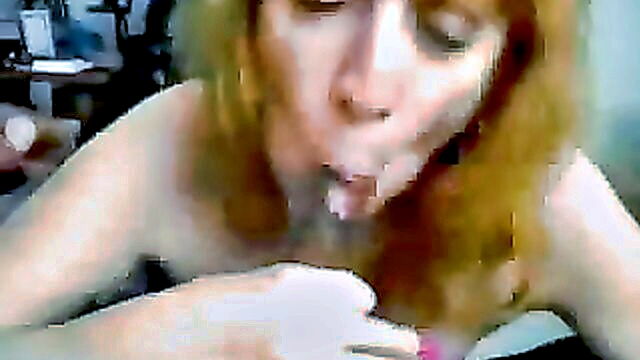 blowjob, amateur, granny - granny gives a deep throat blowjob and cums on camera