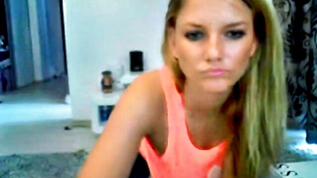 babe, big tits, amateur - amateur blonde with big boobs pleasures herself on webcam