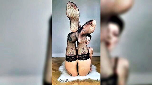foot fetish, amateur, brunette - alluring brunette indulges in footplay with big dick in amateur webcam video
