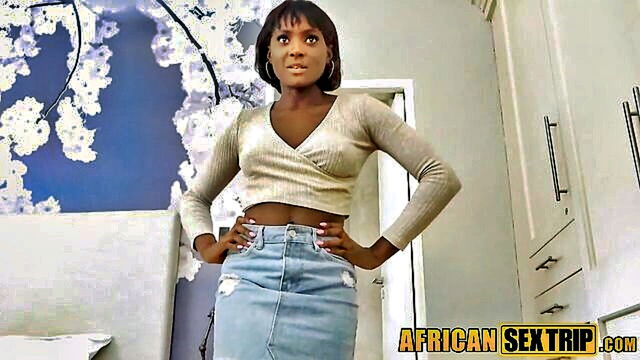 fortunate traveler encounters a seductive black woman during interracial encounter : African Porn
